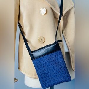 Authentic Bvlgari crossbody bag. Blue Monogram with Black Leather Trim